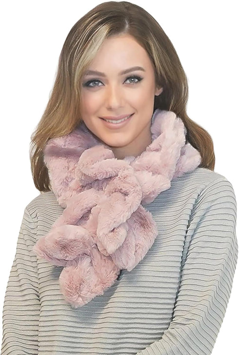 Lina & Lily Ruffle Faux Fur Women's Winter Pull-through Scarf Neck Warmer...