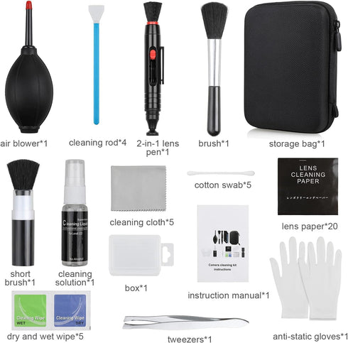14-in-1 Camera Lens Cleaning Kit - Mirrorless Camera Sensor Cleaning Kit for DSLR Camera Canon Sony Nikon Including Lens Blower/Detergent/Swabs/Cl...