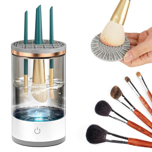 Makeup Brush Cleaner, 2024 Upgraded Cosmetic Brush Cleaner Machine Brush Blender - Automatic Spinning Makeup Brush Cleaner Fit for All Size Make u...