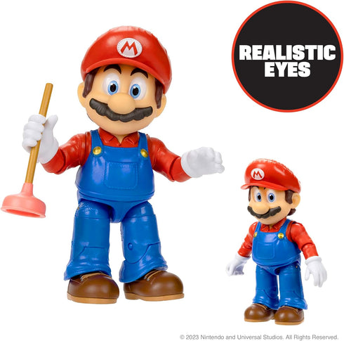 THE SUPER MARIO BROS. MOVIE - 5 Inch Action Figures Series 1 – Mario Figure with Plunger Accessory...