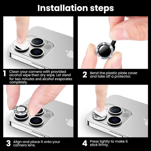 Tensea for iPhone 13 Pro - iPhone 13 Pro Max Camera Lens Protector, 9H Tempered Glass Camera Cover Screen Protector, Metal Individual Ring for iPh...