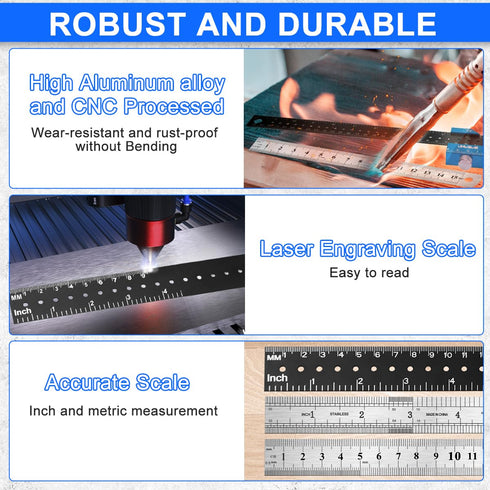SuSuMu 12 inch Slide Rule with 6inch Metal Ruler Precision Pocket Ruler Woodworking with Slide Stop Inch/cm/mm Angle Edge T Square Benchmark Ruler...