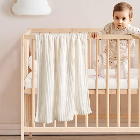MIULEE Super Soft Baby Throw Blanket with Stripe Pattern for Toddler Newborn Lightweight Fleece Warm Plush Cozy Bed Blanket 30"x40", Cream White...