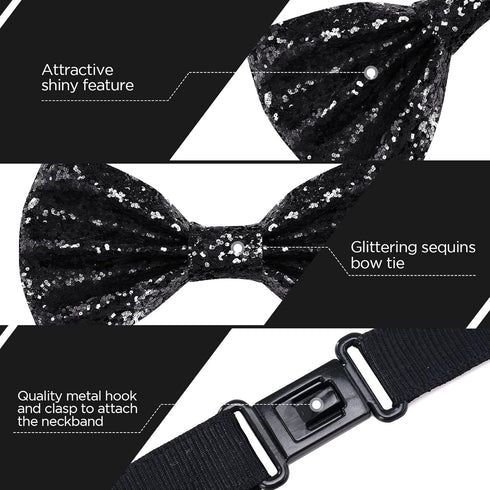 Men's Pre-Tied Bow Tie, Tux Bowtie Solid Color Neck Bow Ties Adjustable Length Formal Satin Bow Tie for Wedding Party...
