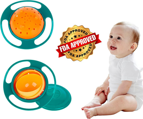 Berry President Magic Bowl 360 Degree Rotation Spill Resistant Gyro Bowl with Lid For Toddler Baby Kids Childre (Green)...