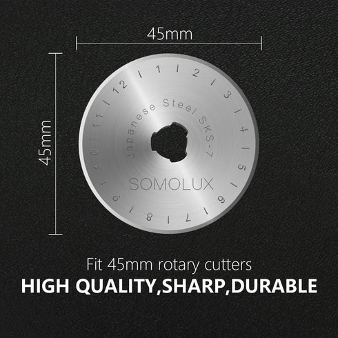 SOMOLUX Rotary Cutter Blades 45mm 10 Pack Refill Fits OLFA,DAFA,Truecut Replacement, Quilting Scrapbooking Sewing Arts Crafts,Sharp and Durable...