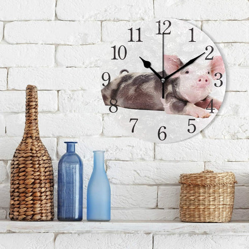 Wall Clock Arabic Numerals Design Cute Wet Shitzu Dog Round Wall Clock for Living Room Bathroom Home Decorative (pattern6)...