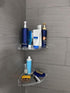 JiePai Acrylic Corner Shower Caddy Shelf with Hooks 2 Pack, Adhesive Wall Mounted Bathroom Shower Organizer for Inside Shower & Kitchen Storage, S...