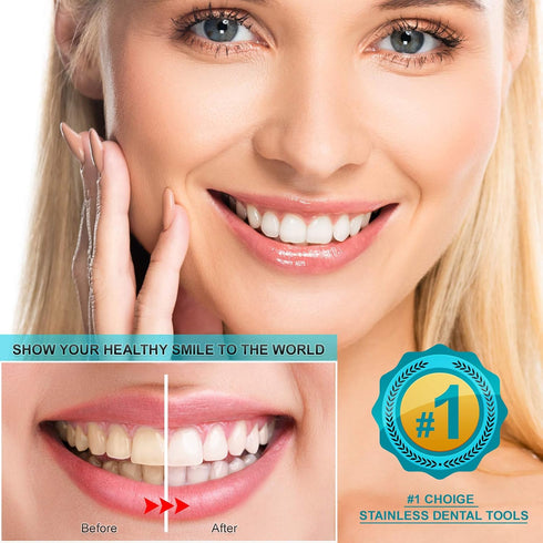 Dental Tools, 6-Pack Stainless Steel Teeth Cleaning Kit - Dental Scraper, Pick, Mouth Mirror, Tweezer for Dentist, Personal, Pets - Tartar & Plaqu...
