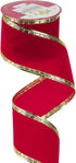 MEEDEE Red Velvet Ribbon 2.5 Inch Red Velvet Christmas Ribbon 10 Yards Red Velvet Wired Ribbon with Gold Greek Key Edge Ribbon Red Ribbon for Chri...
