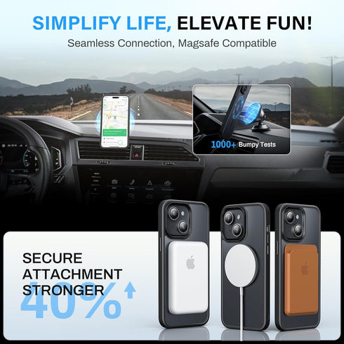 Strong Magnetic for iPhone 15 Case, Compatible with MagSafe, Military-Grade Protection, Yellowing Resistant, Scratch-Resistant Back, Magnetic Phon...