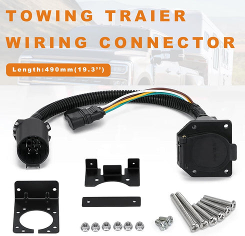 Multi-Tow 7 Pin to 7-Way Blade and 4-Way Flat Trailer Wiring Adapter for Ford, GM, Dodge Vehicles, Factory Tow Package and USCAR 7 Way Socket Requ...