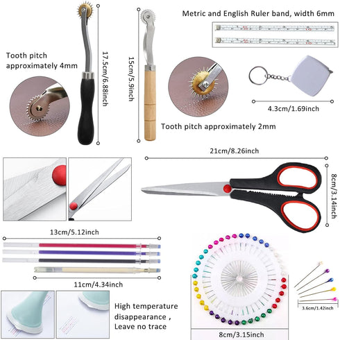 19 PCS Sewing Ruler Set, French Curve Ruler, Hip Curve Ruler,Sewing Templates, Tracing Wheel,Perfect for Designers, Pattern Maker and Tailors...