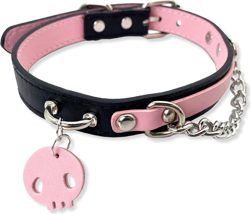 Leather Choker Collar Necklace For Women,Cute Skull Gothic Punk Rock Choker Necklace Collars...