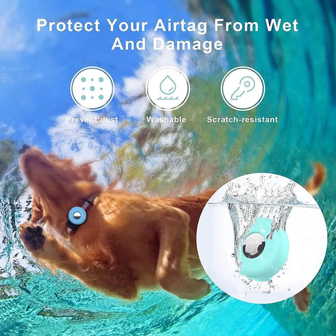 NeverAway Waterproof Silicone AirTag Holder for Dog and Cat Collars: Soft-Touch Dog GPS Tracker, Apple AirTag Pet, Easy to Install Dog or Cat Coll...