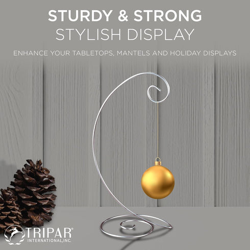 TRIPAR 13” Silver Spiral Bottom Ornament Display Stand for Home, Wedding Decoration, Holidays...