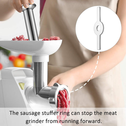 Mudder 4 Pieces Sausage Stuffer Kit 3 Different Sizes Stainless Steel Grinder Tubes with Sausage Stuffer Ring for Size 5 Meat Grinder Food Maker K...