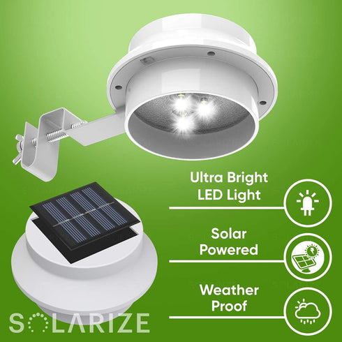 Incredalight - Solarize Waterproof Outdoor Solar Gutter Lights (4 Lights), LED Warm Light for Outside Use: Gutter, Roof, Fence, Patio, Porch, Gard...