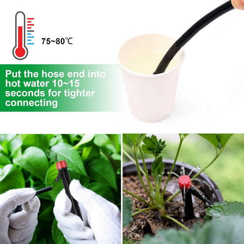 Kalolary 20PCS Drip Emitters for Irrigation, 1/4 Inch Drip Irrigation Emitters Parts 360 Degree Adjustable Water Flow Sprayer with Stake for 4/7mm...