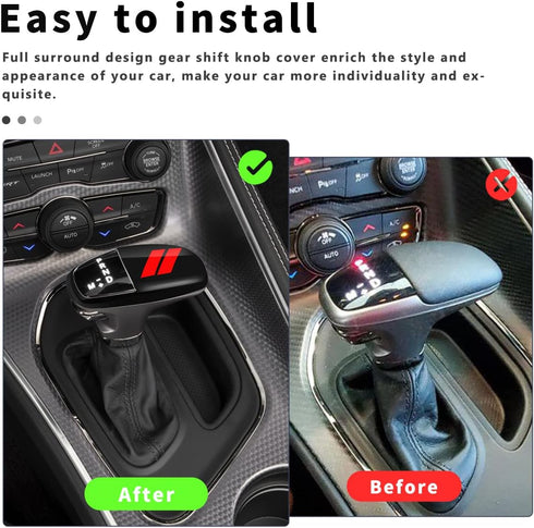 auovo Gear Shift Knob Cover Trim for Charger Accessories Challenger 2015-2023 / Durango 2016-2023 (Black-Red)...