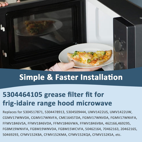 WB06X10608 5304464105 Microwave Grease Filter fit for Frigi.daire G.E Microwave by Fetechmate Replace 5304517871 5304478913 5304509444 5 x 7-5/8 M...