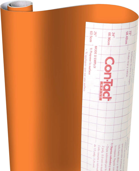Con-Tact Brand Creative Covering, Self-Adhesive Shelf Liner, Multi-Purpose Vinyl Roll, Easy to Use and Apply, 18'' x 9', Orange...