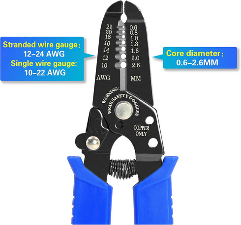 VCELINK Precision Wire Stripper and Cutter with Safety Lock, Wire Stripping Cutting Tool for 10-22 AWG Solid and Stranded Wires...