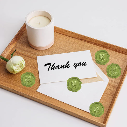 CRASPIRE 50pcs Wax Seal Stickers Wedding Self Adhesive Wax Seal Stamp Stickers Olive Branch Leaves Envelope Wax Stickers for Wedding Invitation DI...