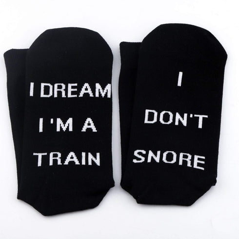 TSOTMO 2 Pairs Novelty Socks for Men I Don’t Snore I Dream I’m a Train Funny Socks for Dad Papa Boyfriend Husband...
