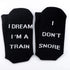 TSOTMO 2 Pairs Novelty Socks for Men I Don’t Snore I Dream I’m a Train Funny Socks for Dad Papa Boyfriend Husband...