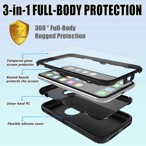 Compatible for iPhone XR Case with Screen Protector Camo Design for Men Boys Shockproof 3-Layer Full Body Rugged Heavy Duty Protective Case, Camou...