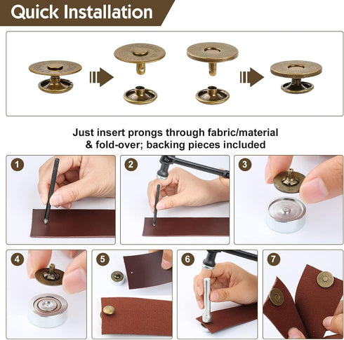 Sopnom 20 Sets 18MM Magnetic Buttons Clasp Snaps Fastener with Install Tool Magnetic Round Snaps DIY Craft Buttons Kit for Sewing, Craft, Purses, ...