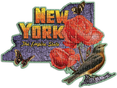 Wendy Gold New York Shaped Mini Puzzle, 100 Pieces, 8” x 9.75” – Die-Cut Jigsaw Puzzle Featuring Art by Bestselling Artist Wendy Gold – Makes a Gr...