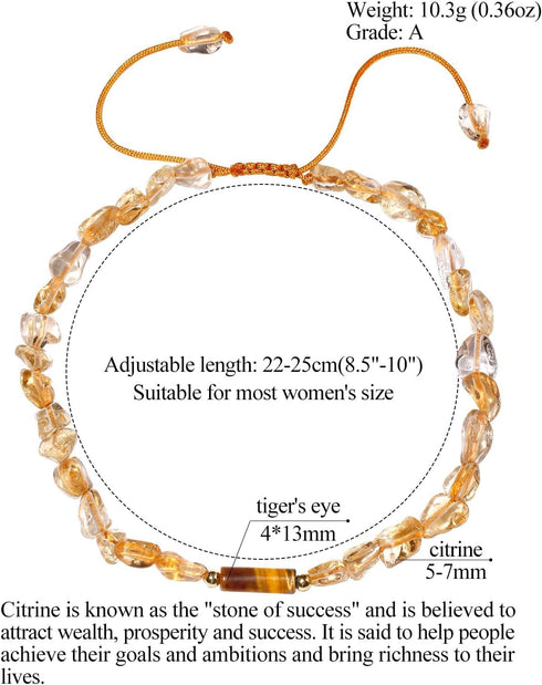 Jewever Citrine/Tigers Eye Beaded Anklet Crystal Irregular Beads Ankle Bracelets for Women Wealth Prosperity Balance Yoga Foot Jewelry Spiritual G...