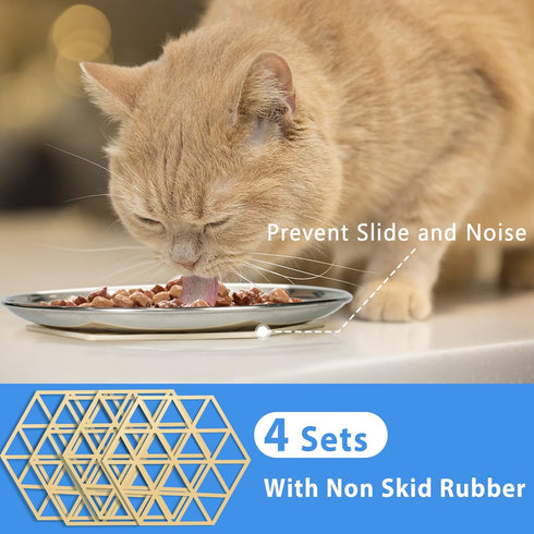 Stainless Steel Cat Dishes for Food and Water Bowls for Small and Medium Pets Relief of Whisker Fatigue -4 Sets Shallow Style...