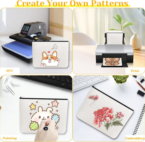 2pcs Makeup Bag With Zipper Large Capacity Travel Cosmetic Bag Multi Purpose Oxford Fabric Zipper Bags DIY Craft Bag Makeup Pouch for Cosmetics St...