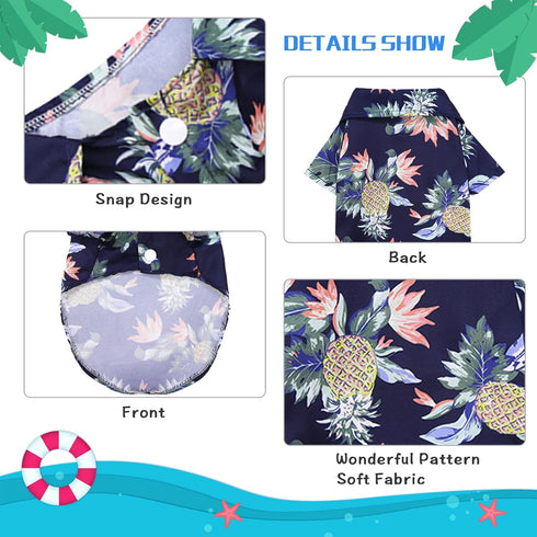 4 Pieces Pet Summer Shirts Hawaiian Style Dog T-Shirts Floral Coconut Tree Printed Puppy Shirt Summer Beach Dog Apparel Cat Outfit Shirt Breathabl...