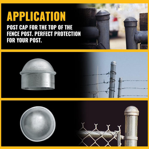 Chain Link Post Caps 1-3/8 inch, Chain Link Fence Post Caps, Galvanized Post Caps, for 1-3/8" OD Post/Pipe, Chain Link Fence Parts, 4 PCS...