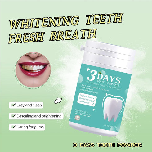 3 Days Teeth Whitener Mint Deep Cleaning and Remineralizing Tooth Powder Pearl Powder - Stain Remover & Polisher for Brighting White Teeth in 5 Da...
