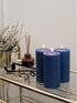 CANDWAX Large Pillar Candles 3x6 Inch – Set of 3 Unscented Dripless Dark Blue Candles, Rustic Finish for Weddings, Home Interior, Centerpieces...