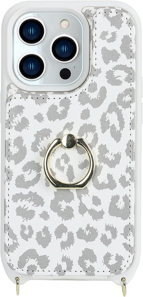 for iPhone 15 Pro Max Case with Card Holder for Women,iPhone 15 Pro Max Phone Case with Strap,Crossbody Lanyard,Ring Stand,Snap Clasp,Cute Wallet ...