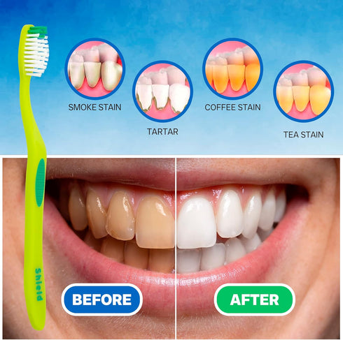 Righto Toothbrush with Elongated Neck (Family Care - Soft Bristles), 4 Colors – 4 Count (Pack of 1)...