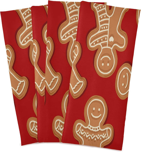 ALAZA Christmas Gingerbread Cookies Decorative Kitchen Dish Towels Set of 4,Soft and Absorbent Kitchen Hand Towels Home Cleaning Towels Dishcloths...