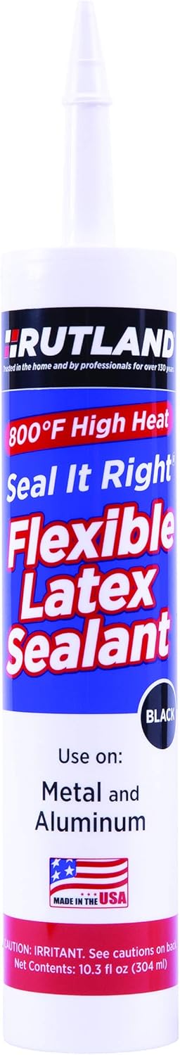 Rutland Products 800°F Flexible Latex Sealant, 10.3 Fl oz Cartridge, Black, 10...
