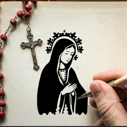 Chapel Stencils for Painting Reusable - 16 Pieces Captivating Virgin Cross Crafts for Wall Wood Greeting Card Paper Window DIY Creative Partner...