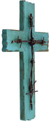 RWI Simple 10 1/2" Weathered Wood & Barbwire Decorative Wall Cross - Shabby Chic Chalk Paint Look...