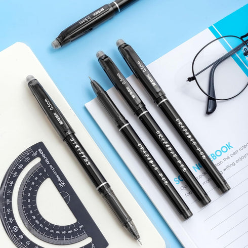 M&G Erasable Gel Pens, 12 Pcs Erasable Pens Fine Point 0.5mm, Black Erasable Gel Ink Pens with Comfort Grip and Cap, Make Mistakes Disappear for D...