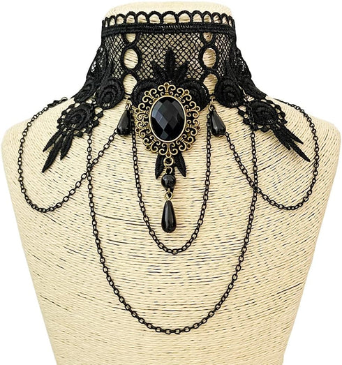 Gothic Black Lace Necklace Steampunk Vampire Choker Punk Victorian Costume Party Retro Vintage Wedding Party Prom Festival Halloween Jewelry for W...