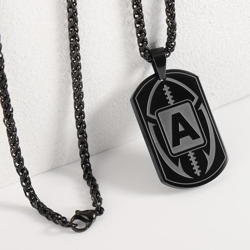 Football Letter A-Z Initial Necklace Dog Tag for Men Son Boys Boyfriend Athletes Sports Stainless Steel Pendant Chain Jewelry Gifts 24 Inch...