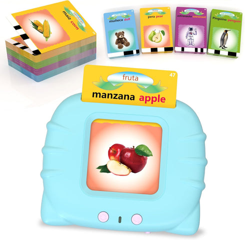 Spanish Learning Flash Cards for Toddlers 2-4 Years Bilingual Spanish English, Speech Therapy Toys, Preschool Educational Learning Talking Sight W...